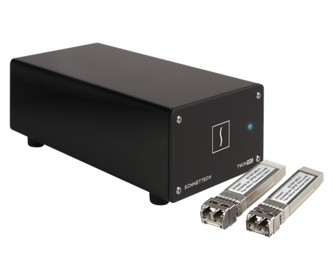 Twin10G SFP28 Thunderbolt Adapter (Dual-port • 10GbE • Includes two SFP28 transceivers)