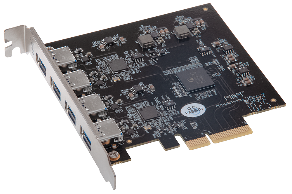 Allegro Pro Type A USB 3.2 PCIe Card (4-ports • USB-A 10Gbps/USB 3.2 Gen 2 • Dual controllers • USB charging)